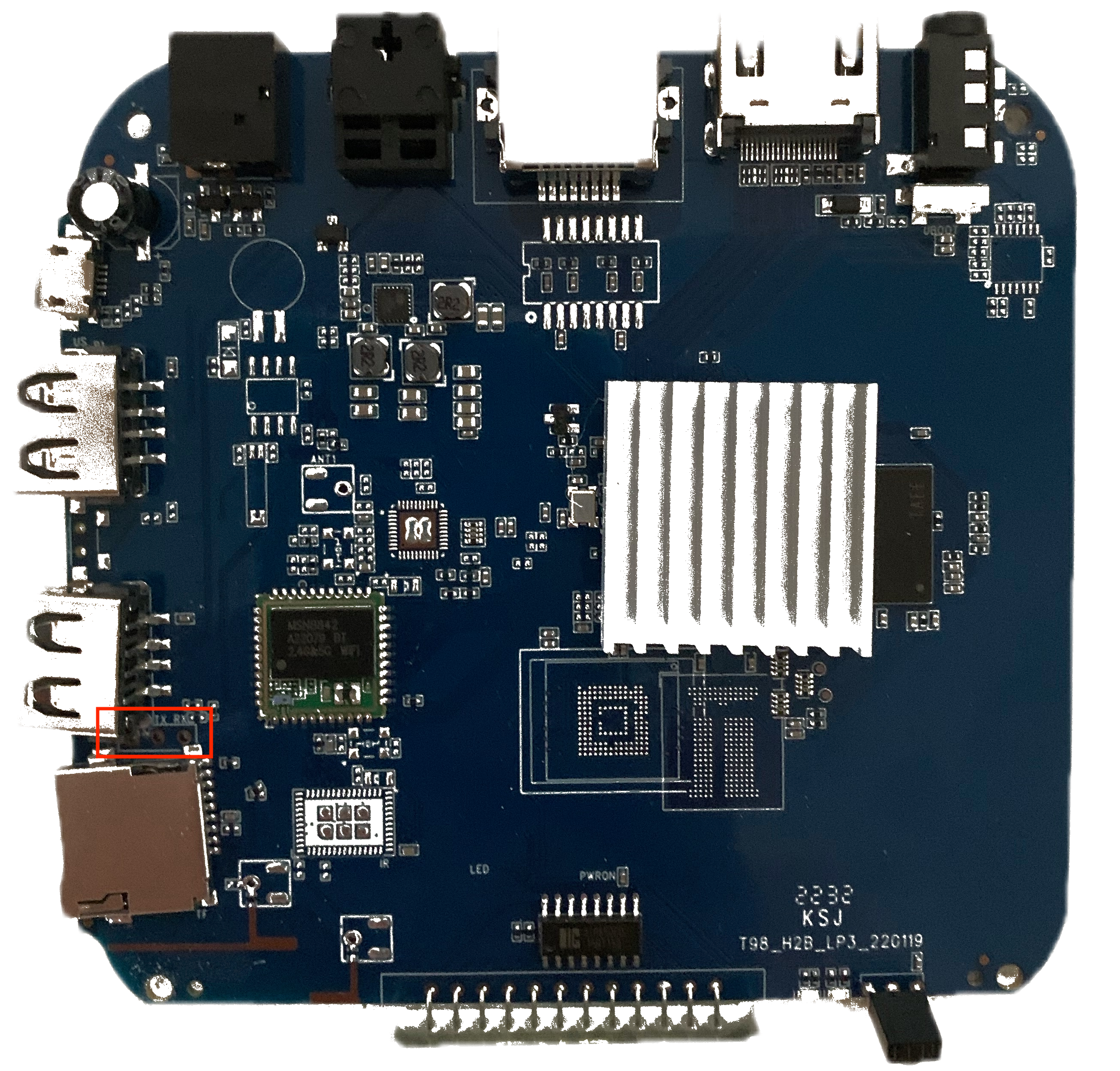 UART pads on the Transpeed 6K PCB